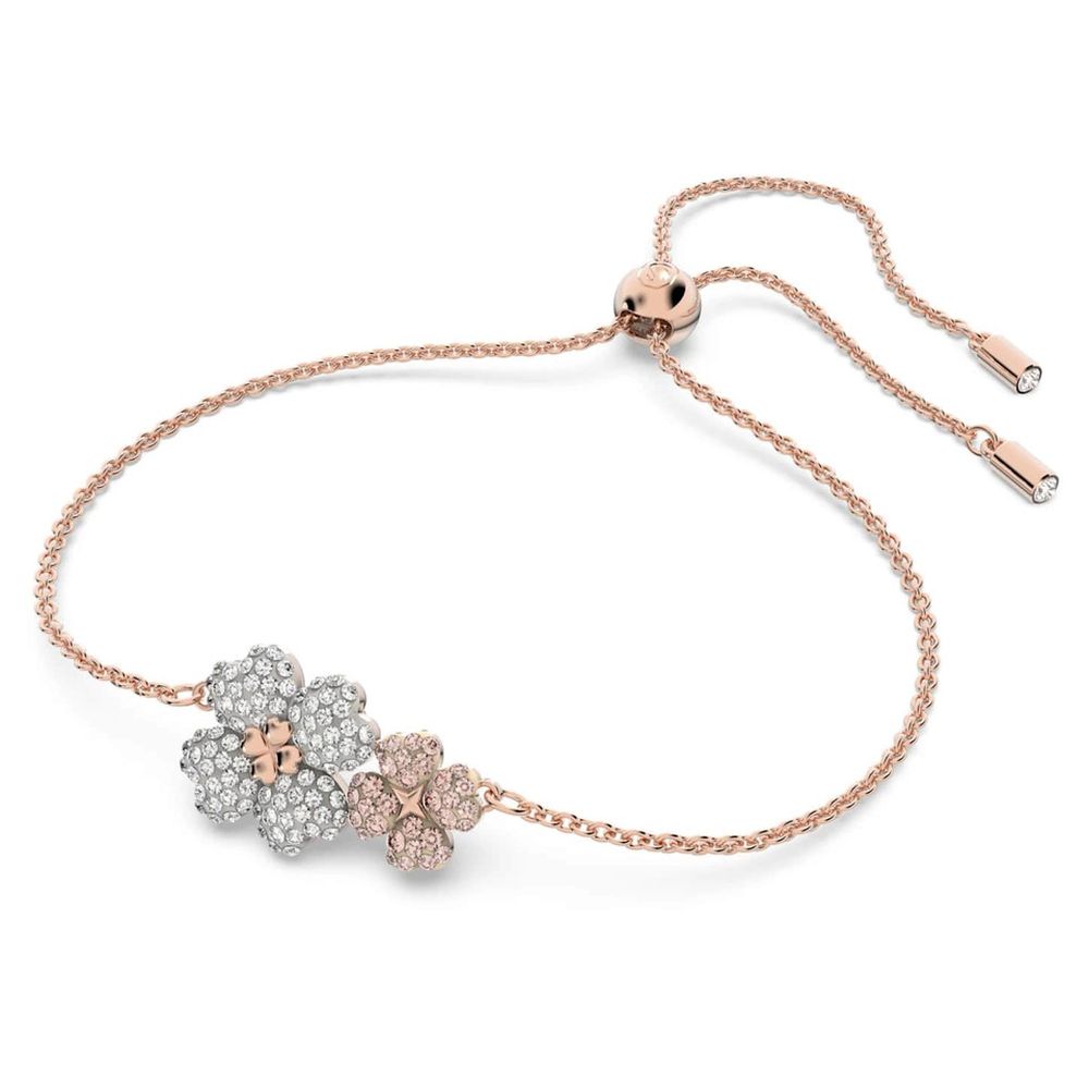 Swarovski Damen Armband Latisha  Blume, Weiß, Roségoldfarbe 5636591