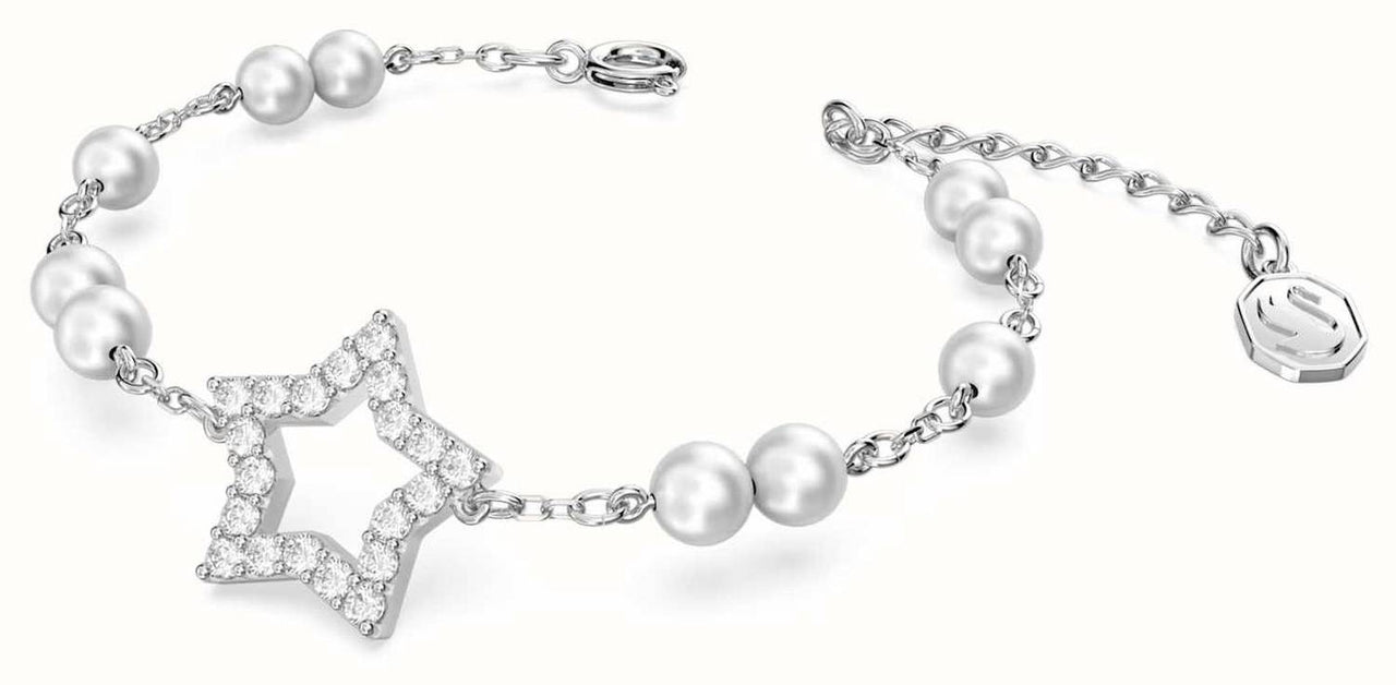 Swarovski Damen Armband Stella Kristallperlen, Kristalle Stern Weiß Silberfarbe M 5645385