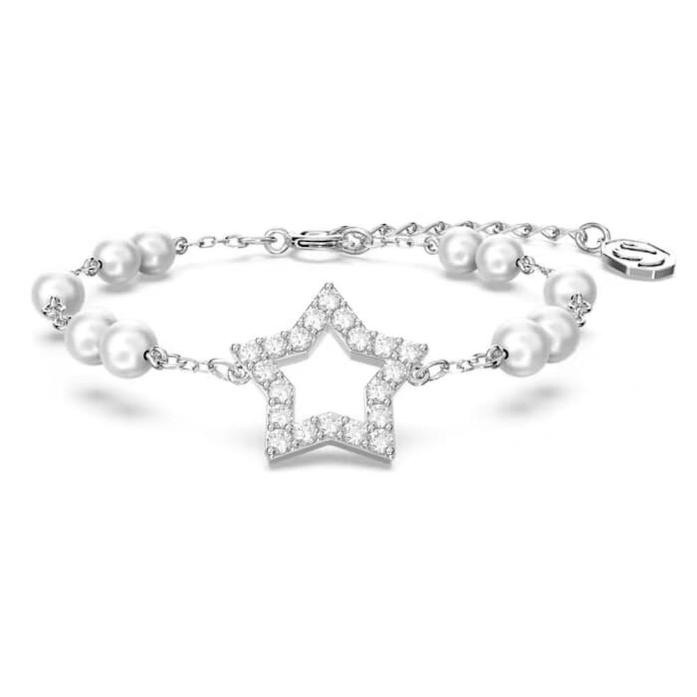 Swarovski Damen Armband Stella Kristallperlen, Kristalle Stern Weiß Silberfarbe M 5645385