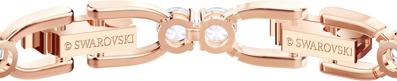 Swarovski Damen Armband Tennis Deluxe, Rundschliff, Weiß, Roségoldfarbe 5492235