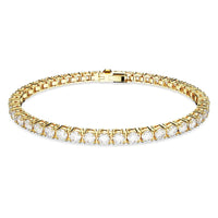 Thumbnail for Swarovski Damen Armband Tennis Deluxe, Rundschliff, Weiß, vergoldet L 5633859