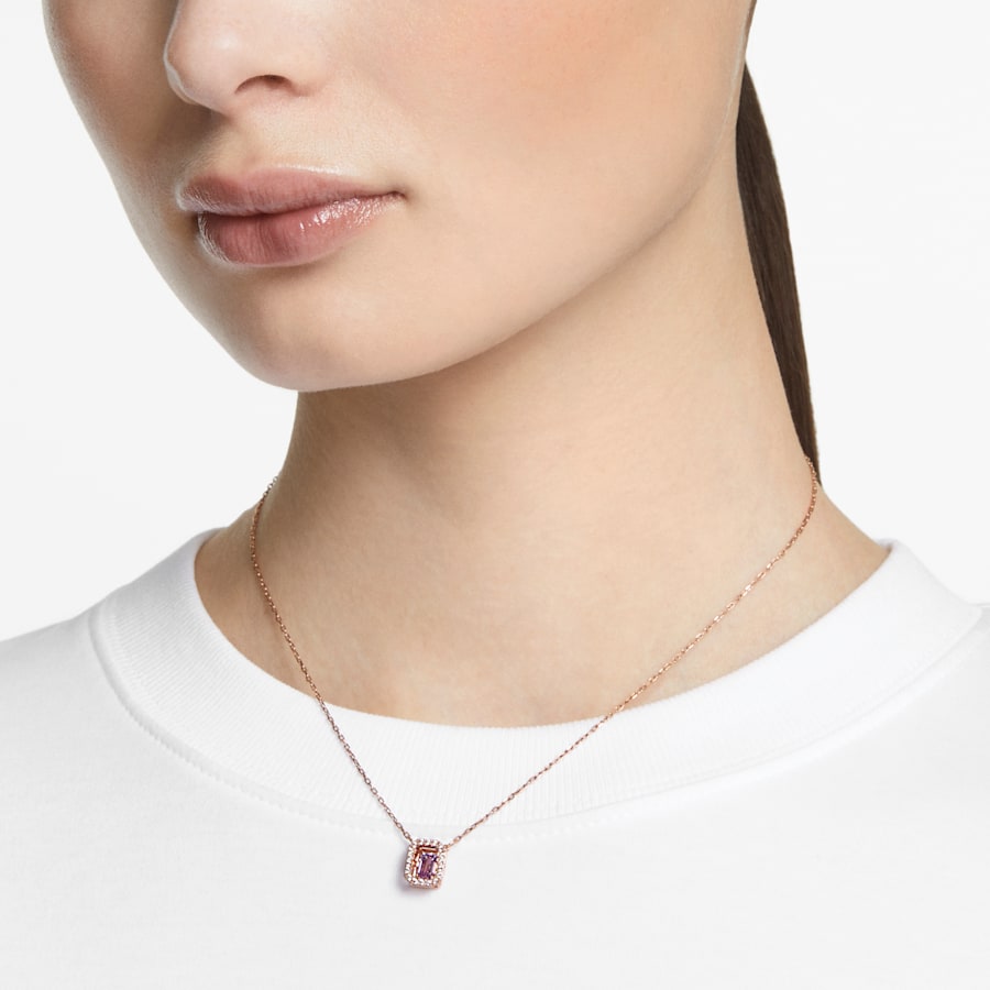 Swarovski Damen Millenia Halskette Oktagon-Schliff, Violett, Roségold-Legierungsschicht 5640291