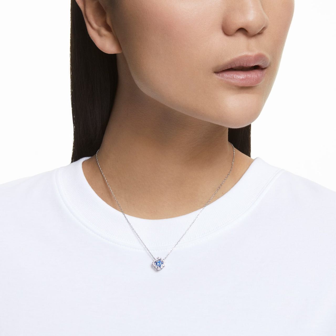 Swarovski Damen Swarovski Sparkling Dance Halskette Glücksklee, Blau, Rhodiniert  5642927