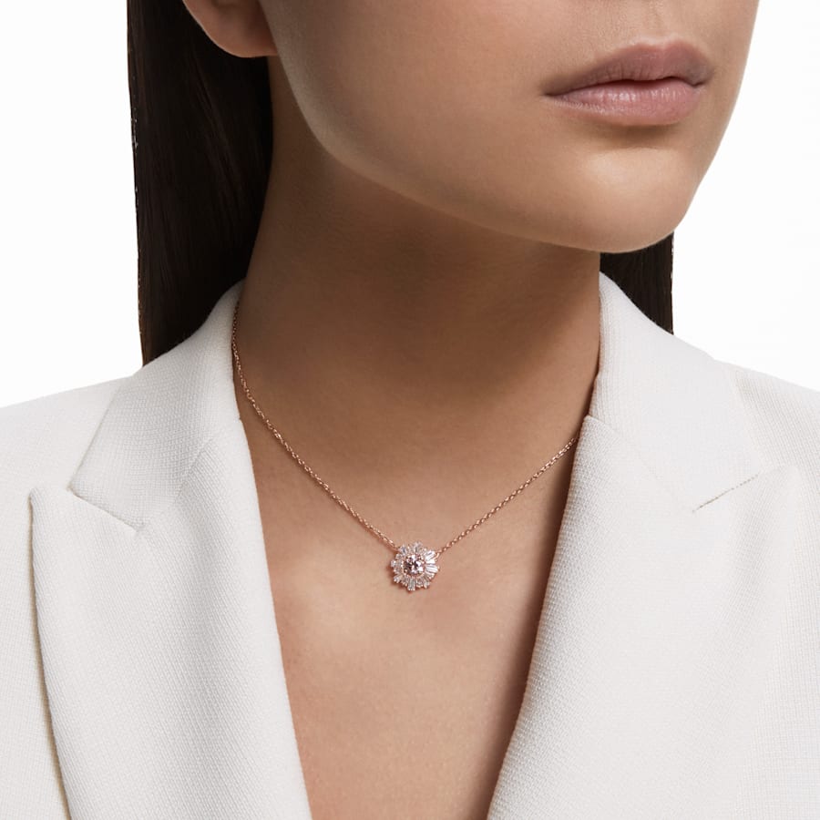 Swarovski Damen Halskette Sunshine Anhänger Verschiedene Schliffe, Sonne, Rosa, Roségold-Legierungsschicht 5642961