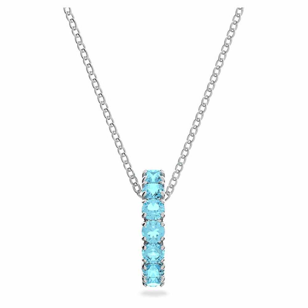 Swarovski Damen Halskette mit Anhänger Exalta Rundschliff Blau Pavé 5643754