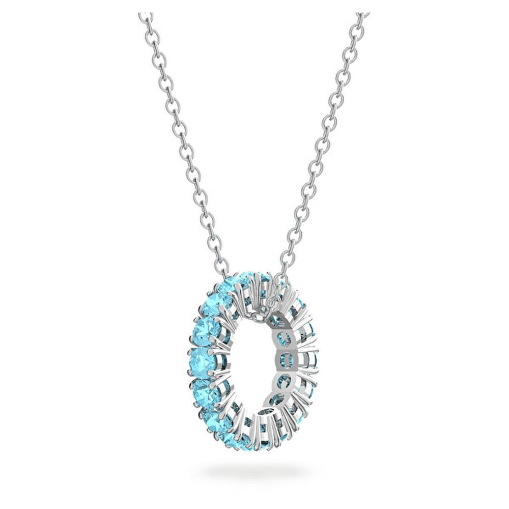 Swarovski Damen Halskette mit Anhänger Exalta Rundschliff Blau Pavé 5643754