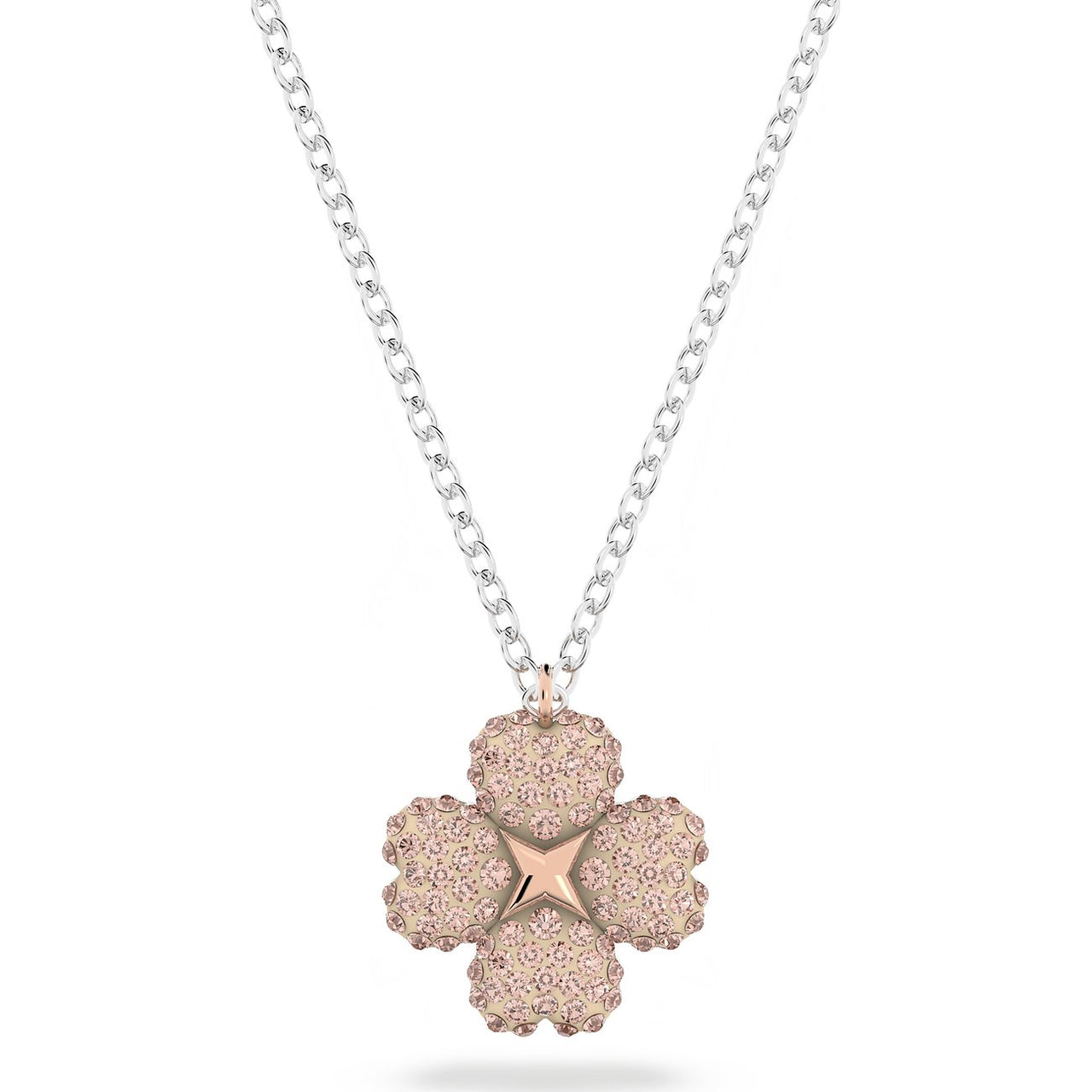 Swarovski Damen Halskette mit Anhänger Latisha Blume Metallmix, Rosa-Weiß 5636488