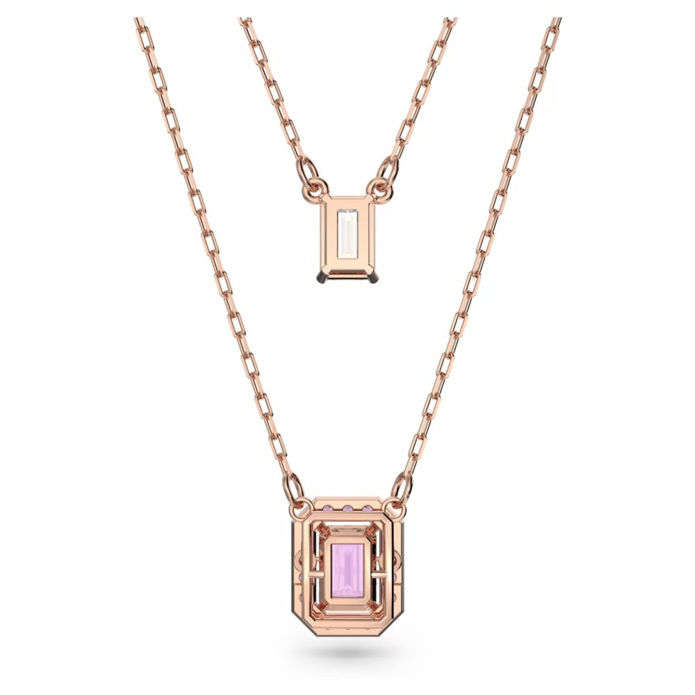 Swarovski Damen Millenia Halskette im Lagenlook Oktagon-Schliff, Violett, Roségold-Legierungsschicht 5640558