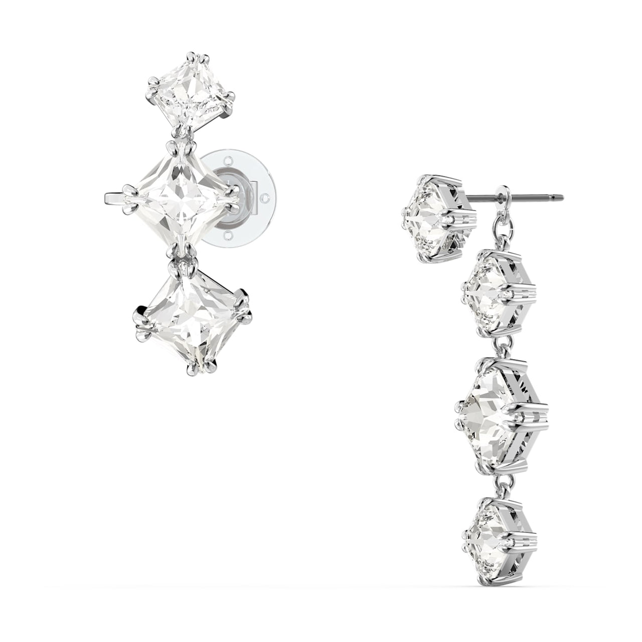 Swarovski Damen Millenia Ohrspange Set (2), Asymmetrisches Design, Weiß, Rhodiniert 5602782