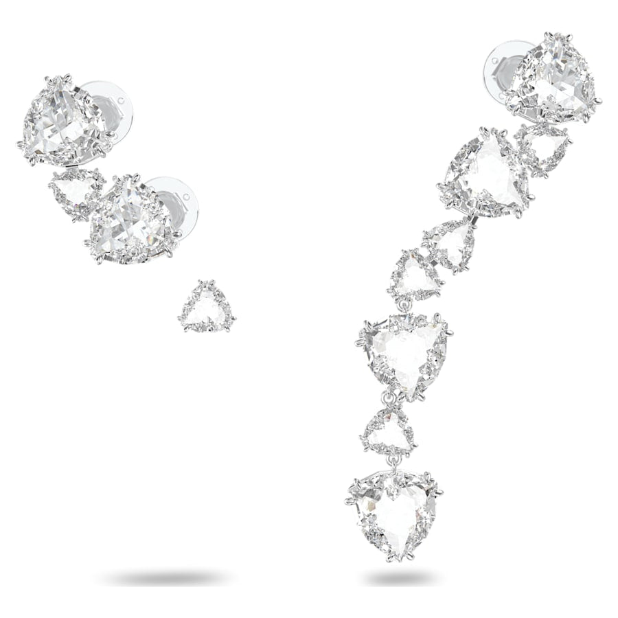 Swarovski Damen Ohrstecker Millenia Ear Cuff, Einzel, Asymmetrisch, Set, Weiss, Rhodiniert 5602846