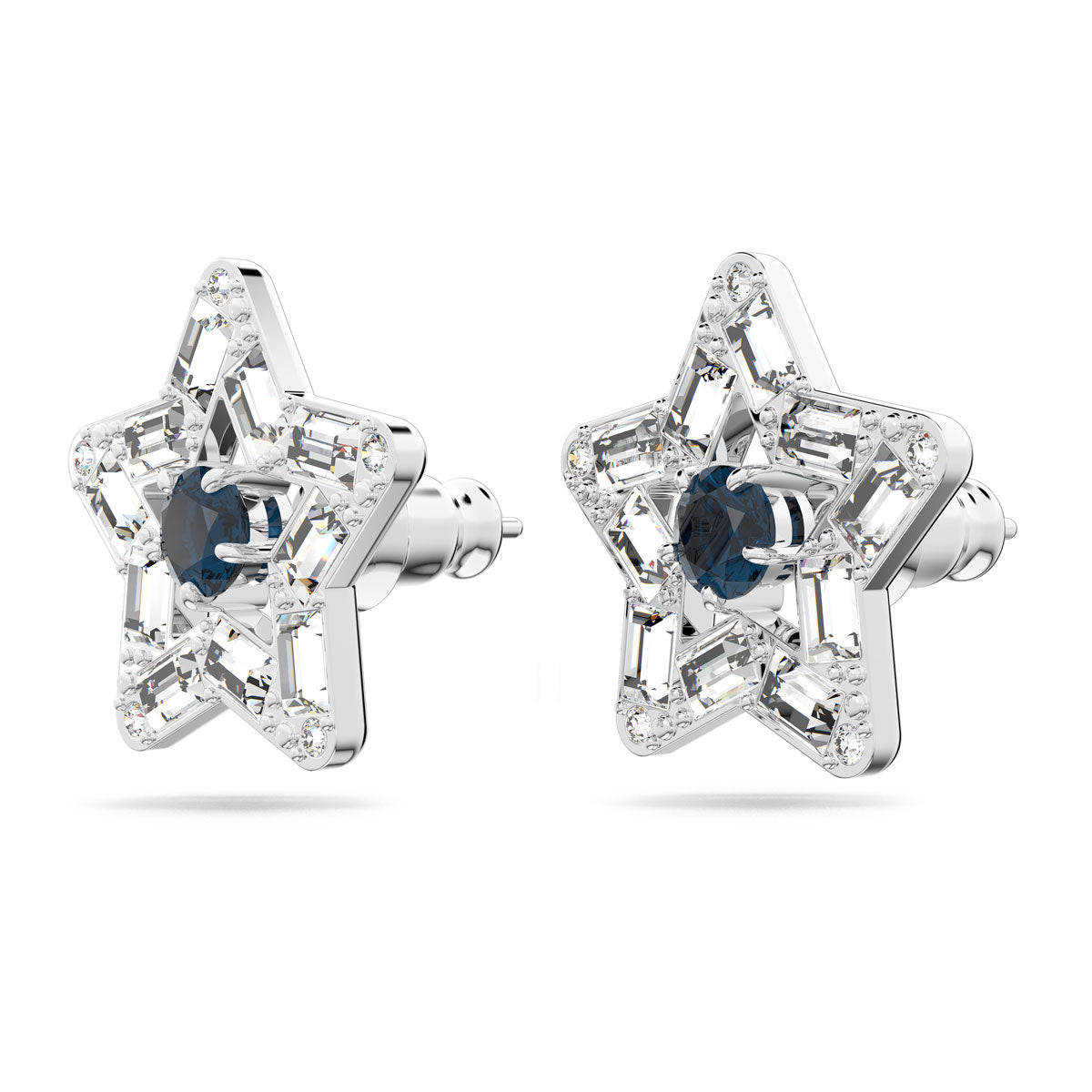 Swarovski Damen Ohrringe Ohrstecker Stella Verschiedene Schliffe, Blau, Rhodiniert 5639188