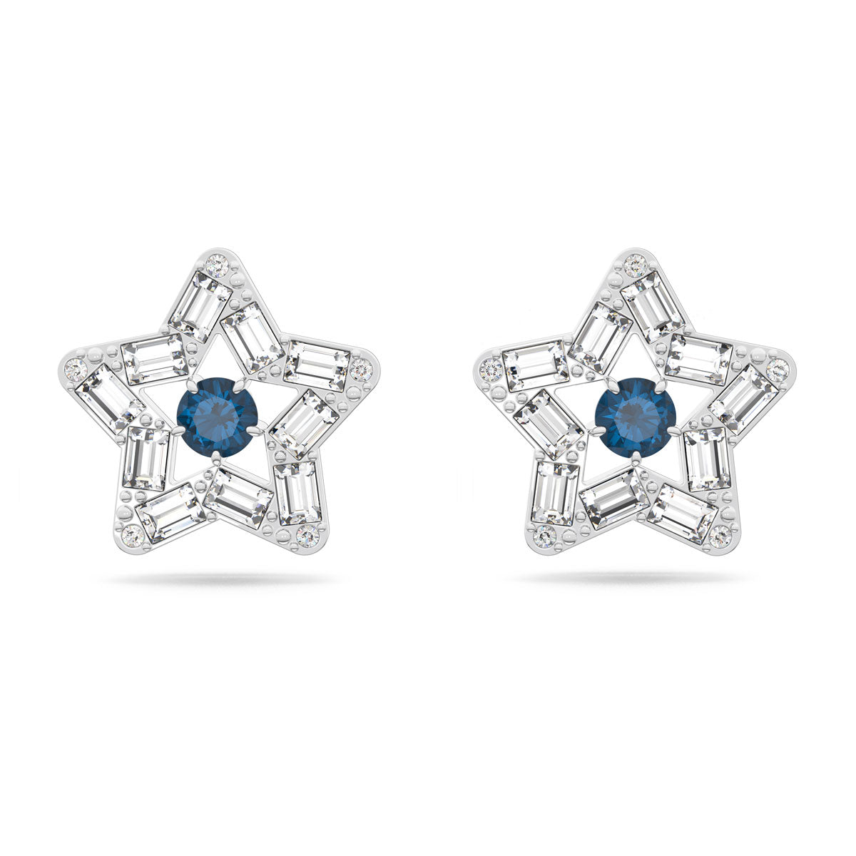 Swarovski Damen Ohrringe Ohrstecker Stella Verschiedene Schliffe, Blau, Rhodiniert 5639188