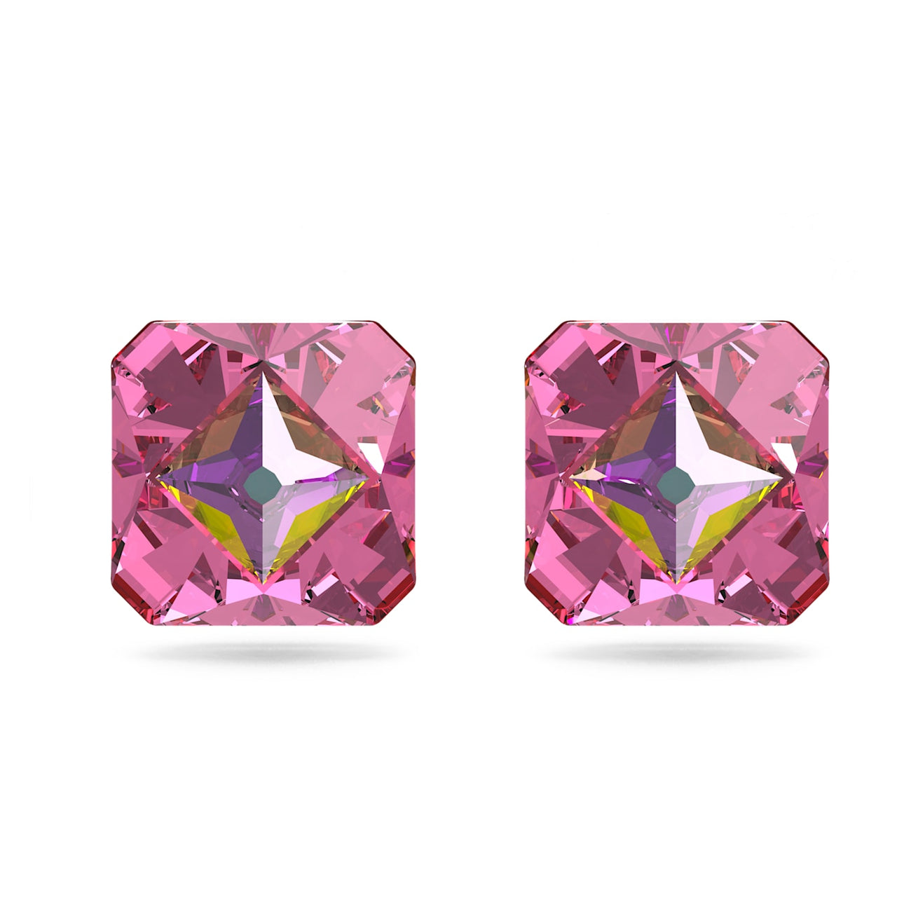 Swarovski Damen Ohrringe Ortyx Ohrstecker Pyramidenschliff, Rosa, Goldlegierungsschicht 5614062