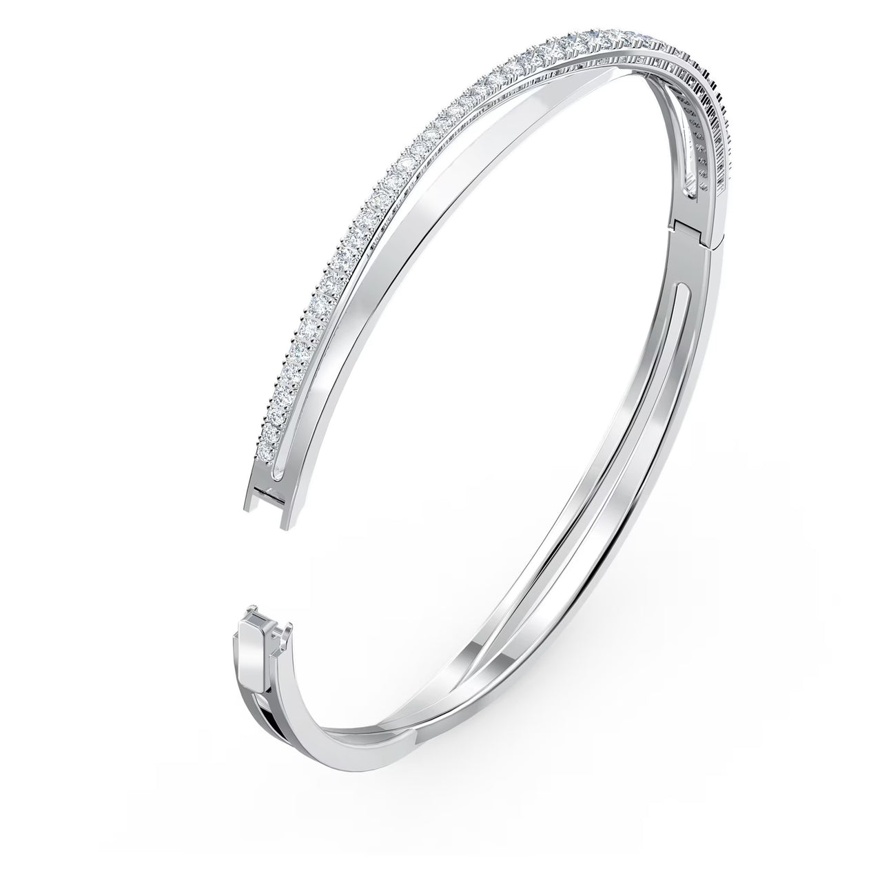 Swarovski Damen Twist Armreif Weiß, Rhodiniert 5565210