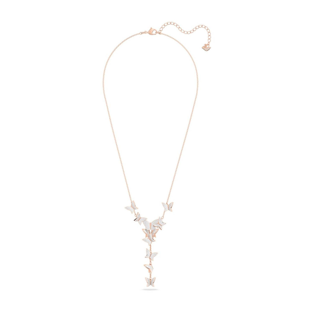 Swarovski Damen Y-Halskette Lilia Schmetterling, Weiß, Roségoldfarbe 5636419