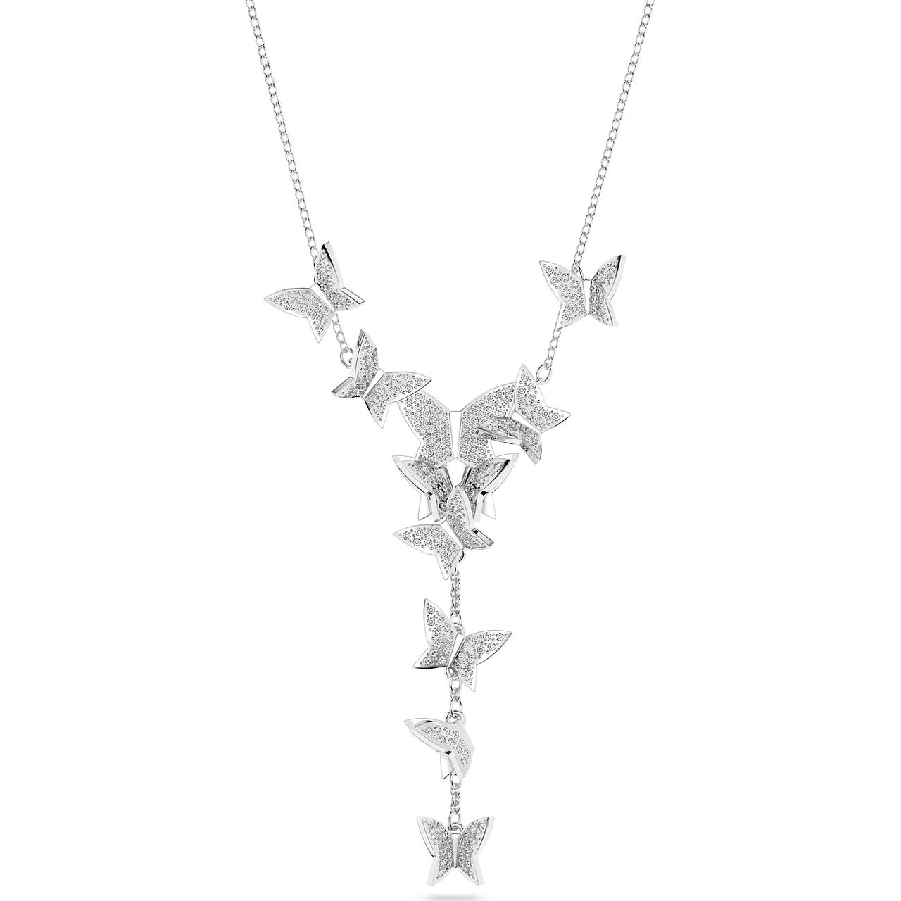 Swarovski Damen Y-Halskette Lilia Schmetterling, Weiß, Silberfarbe 5636415