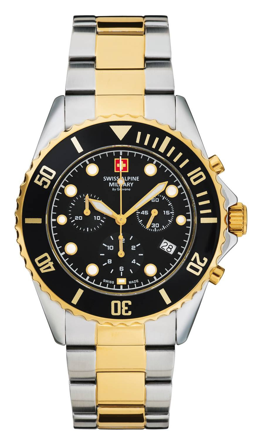 Swiss Alpine Military Herren Armbanduhr Master Diver Chrono 7053.9147 44 mm Chronograph & Datumsanzeige Armband Stainless Steel