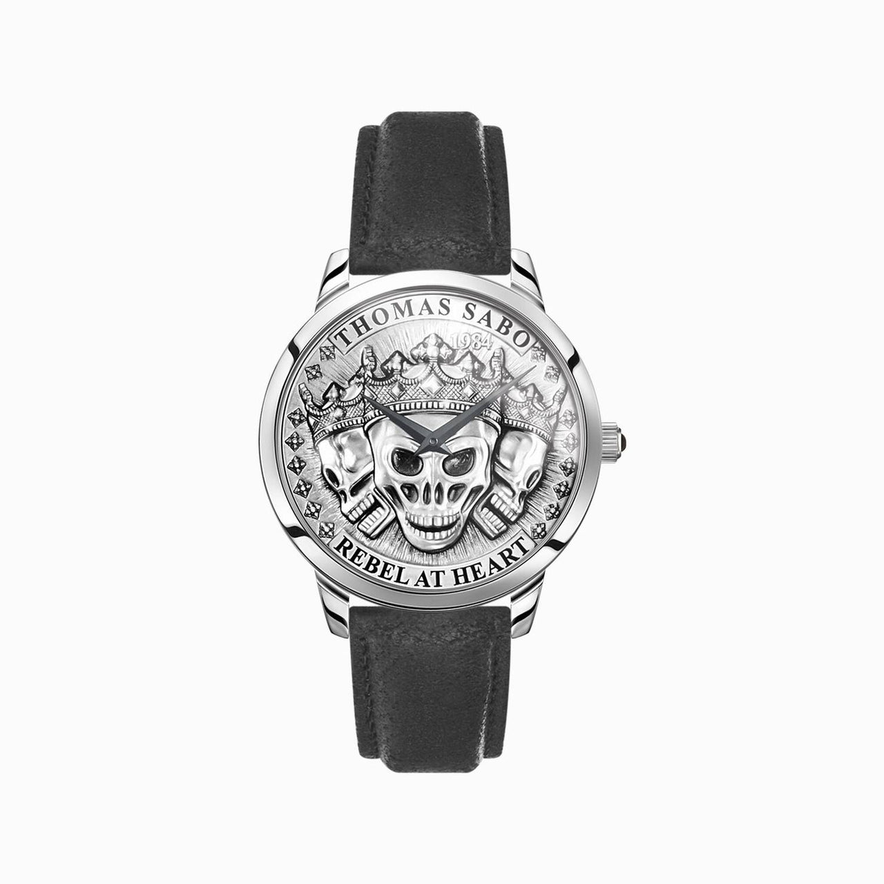 THOMAS SABO Herrenuhr Rebel Spirit 3D Totenköpfe silber WA0355-203-201-42 MM