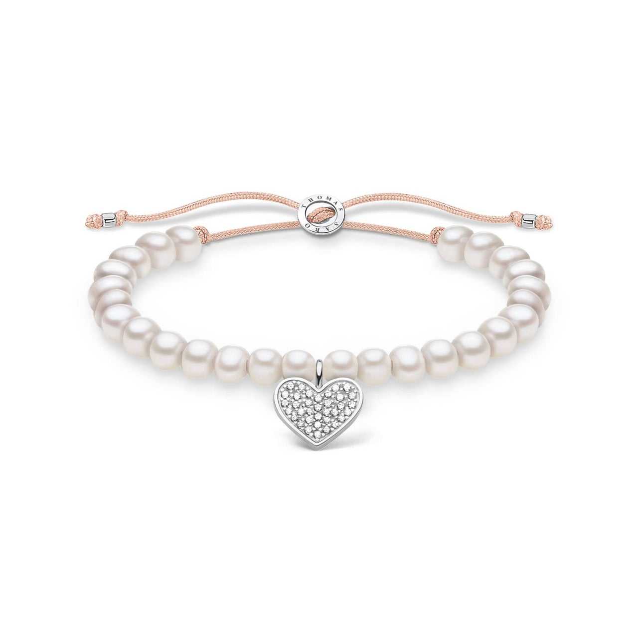 Thomas Sabo Armband 925 Sterlingsilber Nylon Süßwasserzuchtperle Zirkonia