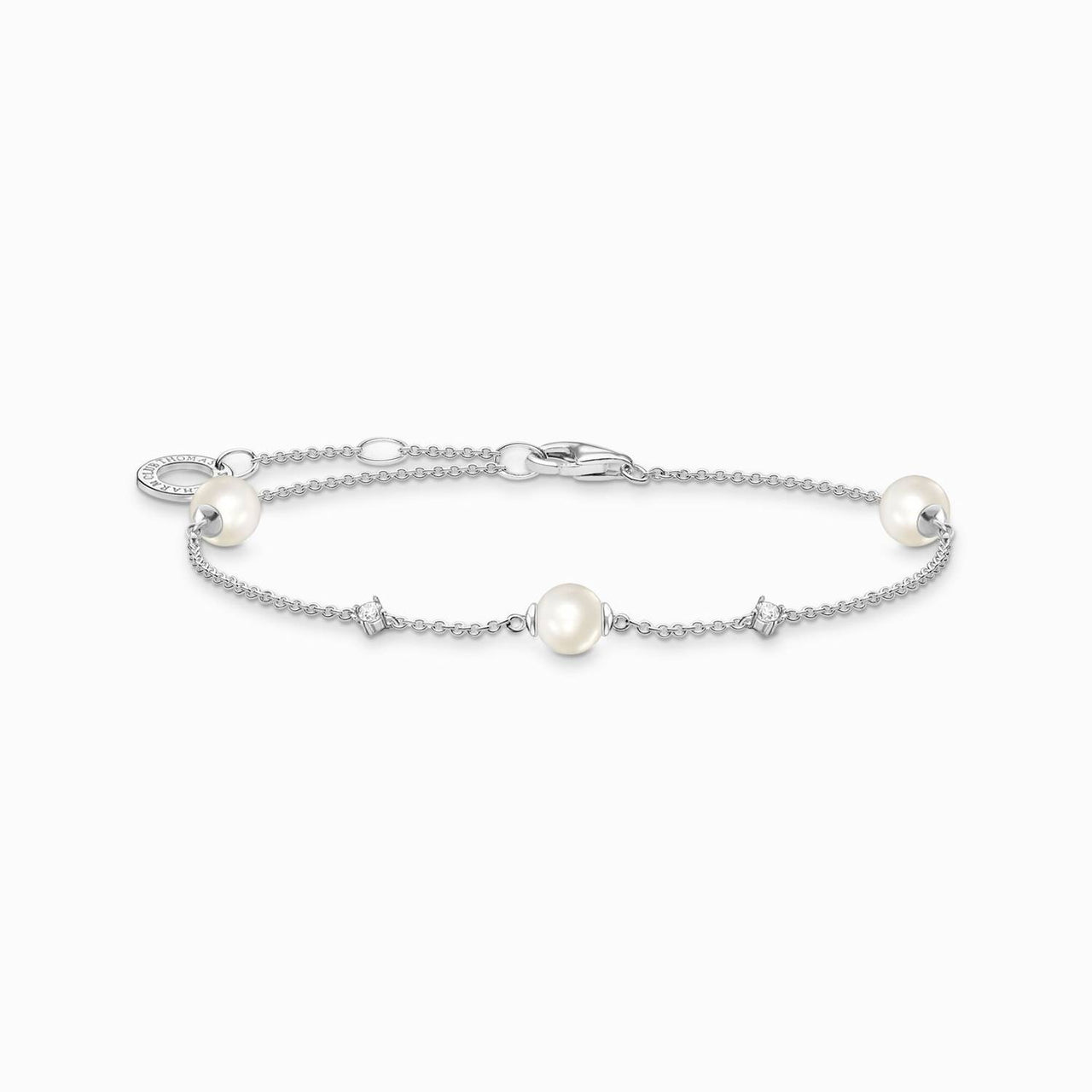 Thomas Sabo Armband Perlen mit weißen Steinen silber 925 Sterlingsilber Süßwasserzuchtperle Zirkonia A2038-167-14-L19V