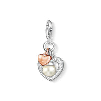 Thumbnail for Thomas Sabo Charm-Anhänger Herzen mit Perle 925 Sterlingsilber vergoldet Roségold Süßwasserzuchtperle Zirkonia