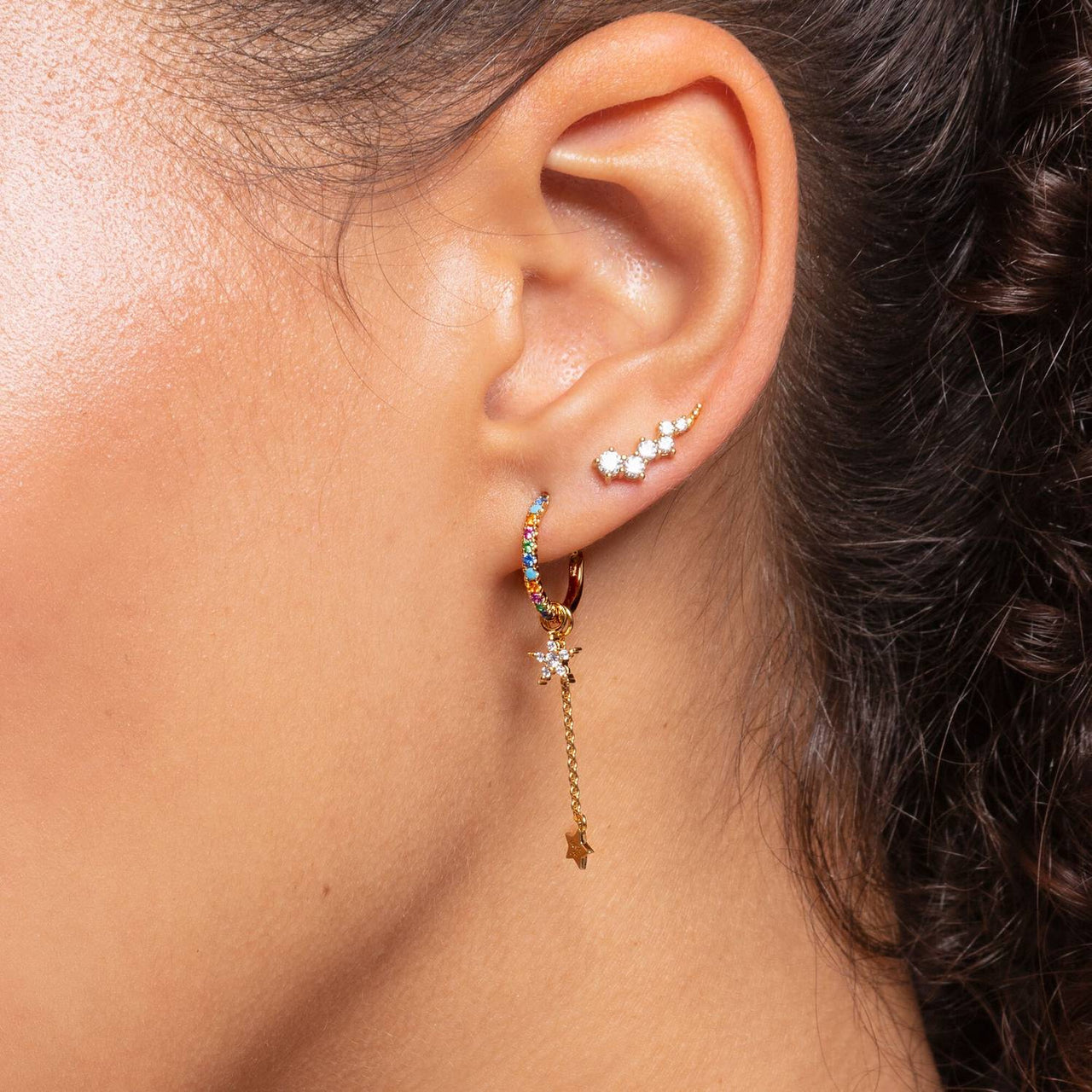 Thomas Sabo Single Creole 925 Sterlingsilber vergoldet Gelbgold Glas-Keramik Stein synthetischer Korund Zirkonia