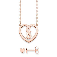 Thumbnail for THOMAS SABO Damen-Halskette und Ohrringe Set - Herz & Unendlichkeit Motiv in 925 Sterling Silber mit 750 Roségold Vergoldung, 42 cm