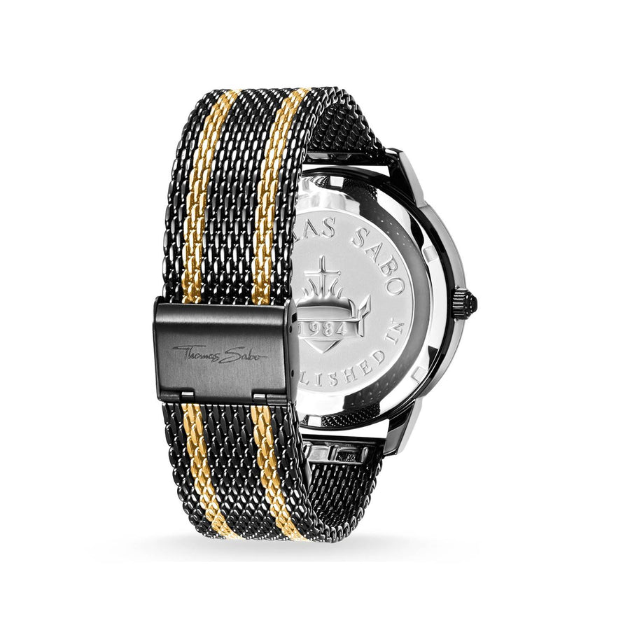 Thomas Sabo Herrenuhr Rebel Spirit schwarz goldfarben 42 mm WA0281-284-203-42 MM