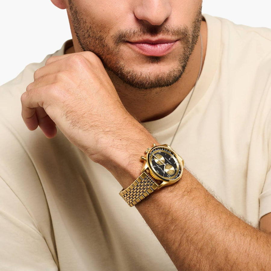 Thomas Sabo Herrenuhr Rebel at Heart Chronograph gold schwarz WA0376-264-203