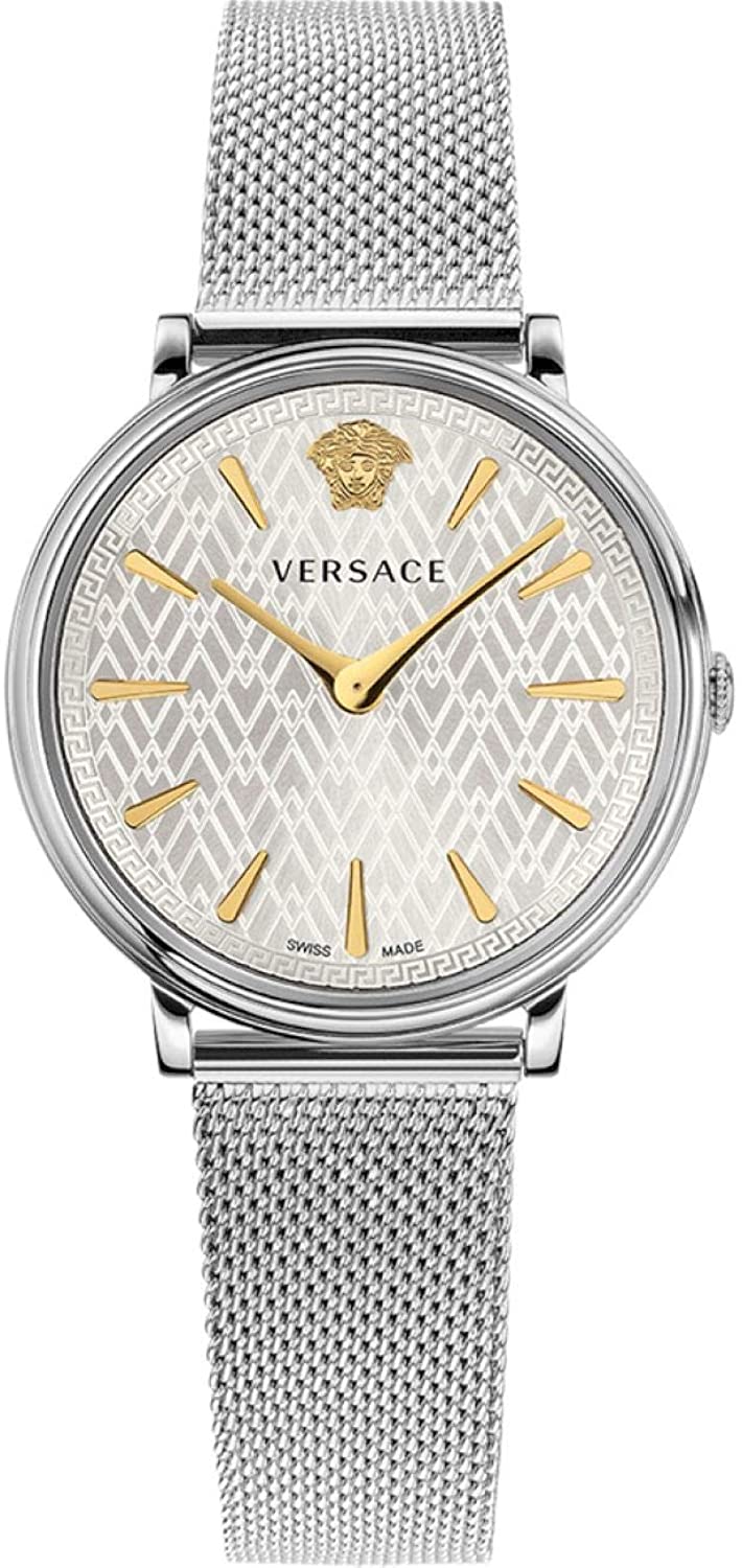 VERSACE V CIRCLE DAMENUHR silber EDELSTAHL 38MM VE81005 19