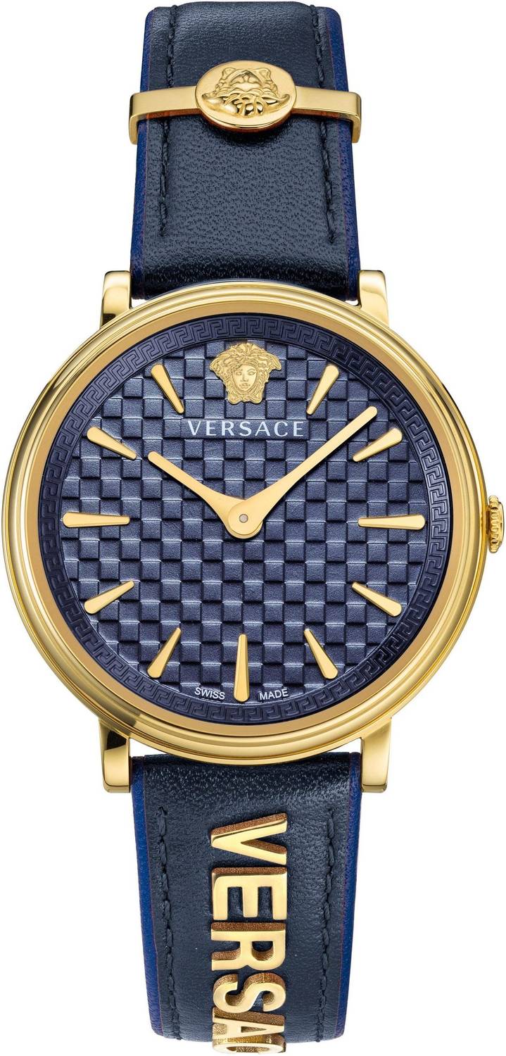 VERSACE V CIRCLE Damenarmbanduhr Lederarmband blau VE81012 19