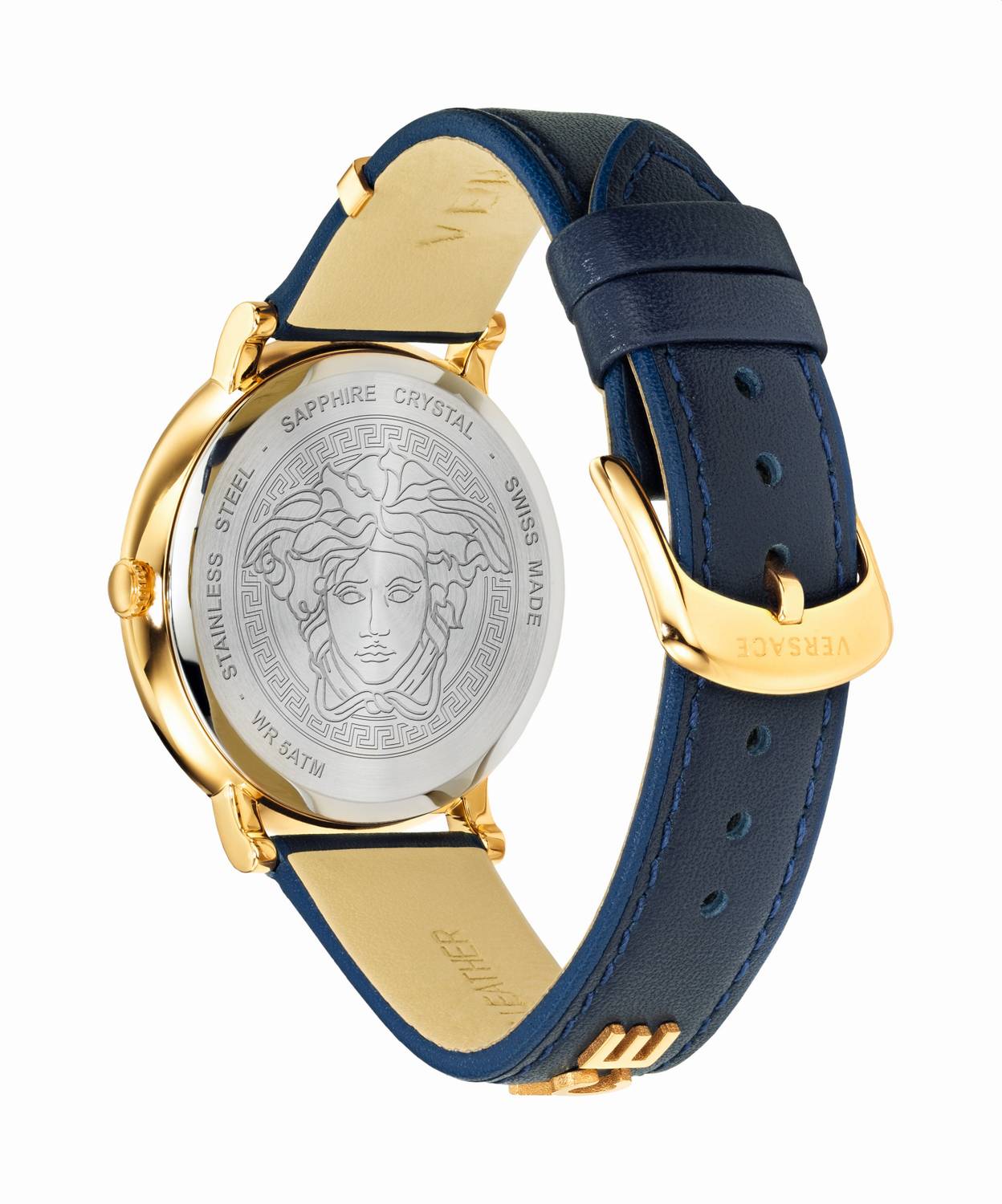 VERSACE V CIRCLE Damenarmbanduhr Lederarmband blau VE81012 19