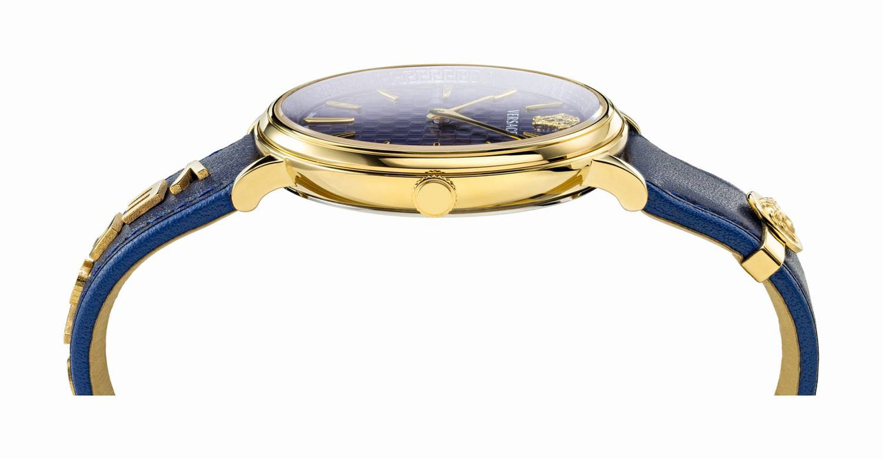 VERSACE V CIRCLE Damenarmbanduhr Lederarmband blau VE81012 19