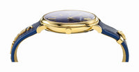 Thumbnail for VERSACE V CIRCLE Damenarmbanduhr Lederarmband blau VE81012 19