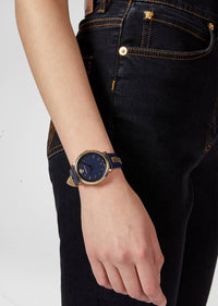 Thumbnail for VERSACE V CIRCLE Damenarmbanduhr Lederarmband blau VE81012 19