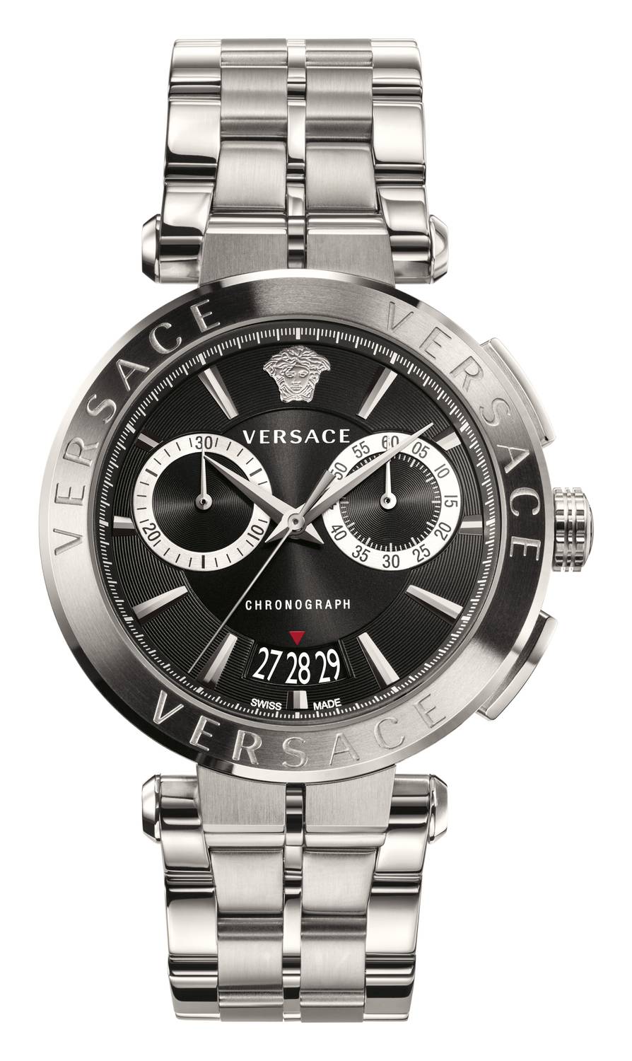 Versace Aion Chronograph Herrenuhr Silber Stahl Schwarzes Zifferblatt 45mm VE1D015 20