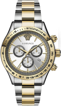 Thumbnail for Versace Chrono Classic Herrenuhr Armbanduhr Chronograph Silber Gold Stahl Silber Zifferblatt 44mm VEV700519