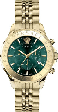 Thumbnail for Versace Chronograph Signature Herrenuhr Gold Stahl Grün Zifferblatt 44mm VEV600619