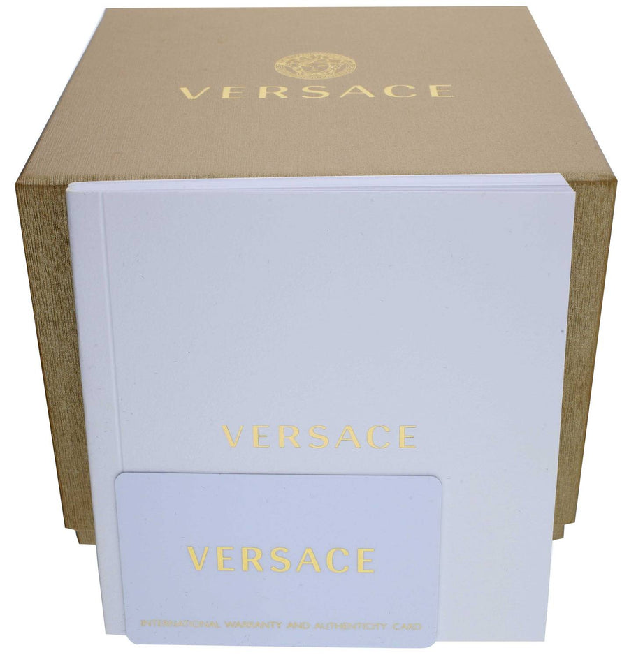 Versace Chronograph Signature Herrenuhr Silber Stahl Schwarz Zifferblatt 44mm VVEV6015 23