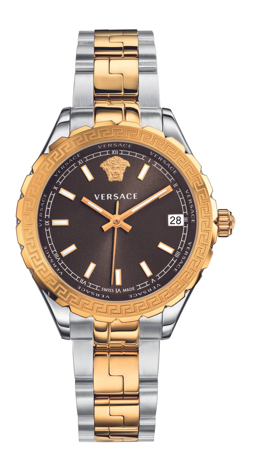 Versace Damen Analog Quarz Uhr Hellenyium Edelstahl Armband V1204 0015