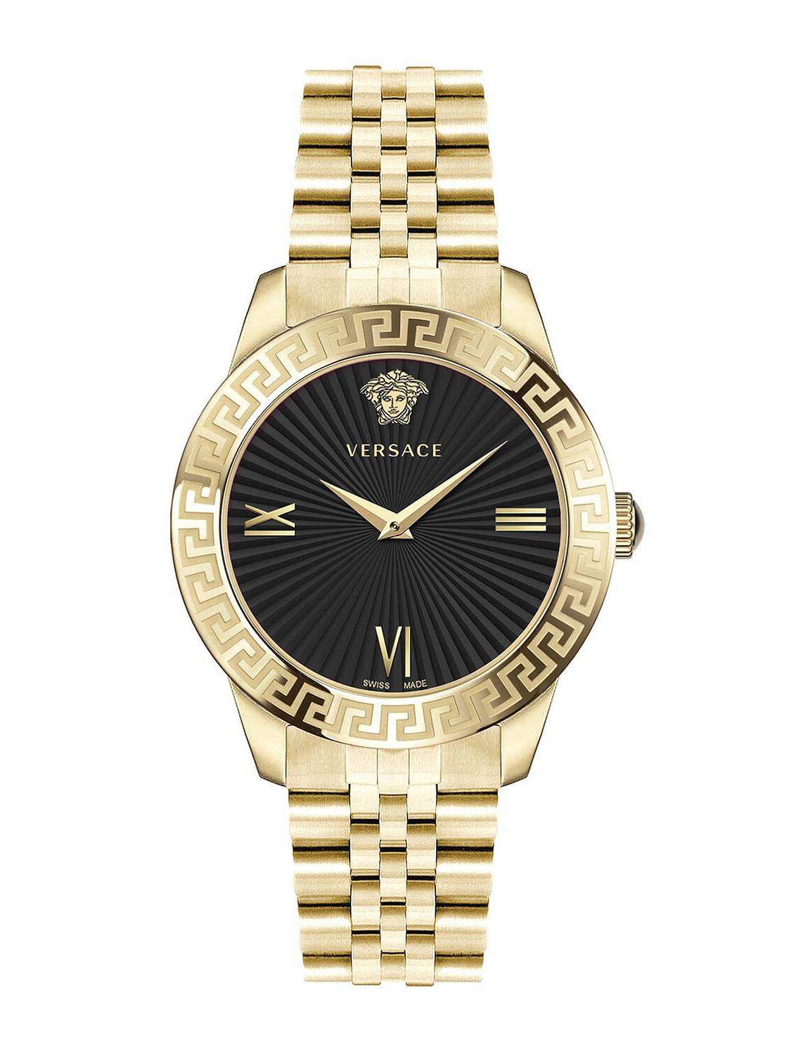 Versace Damen Armbanduhr  Greca Signature 38 mm Greca-Signatur auf dem Gehäuse Armband Edelstahl VEVC01121