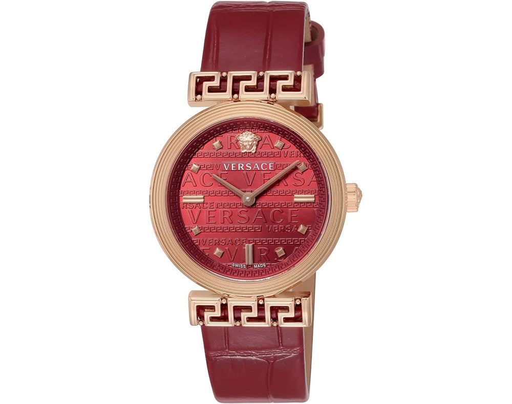 Versace Damen Armbanduhr  Meander 34 mm Versace-Prägung auf dem Zifferblatt Armband Leder VELW01222