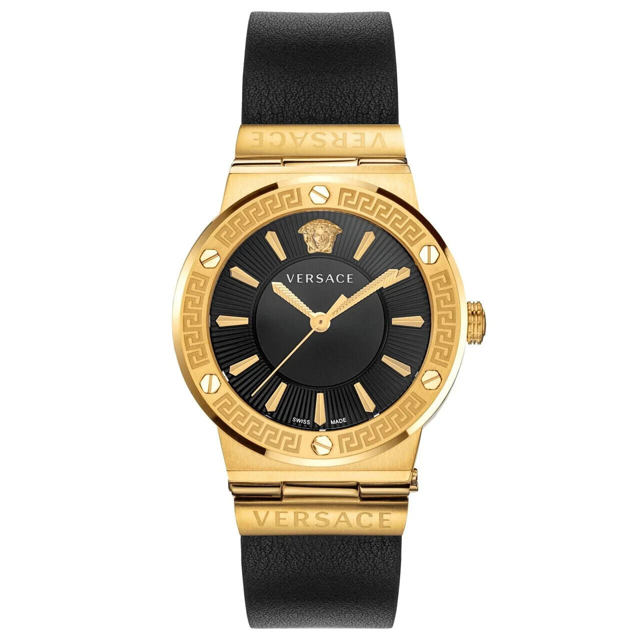 Versace Damen Armbanduhr GRECA LOGO schwarz, gold 38 mm VEVH00320