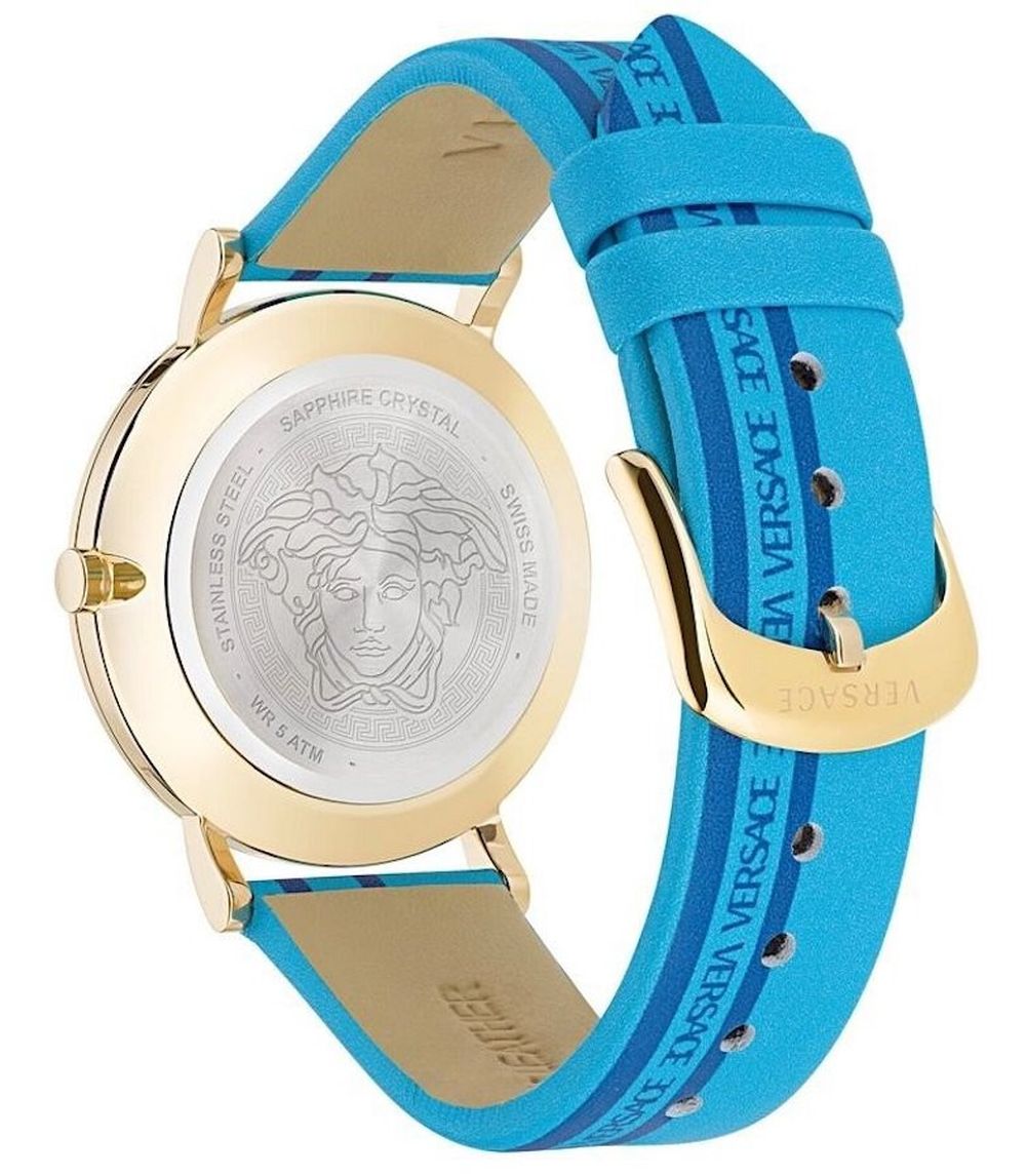 Versace Damen Armbanduhr NEW GENERATION hellblau, gold 36 mm VE3M00222