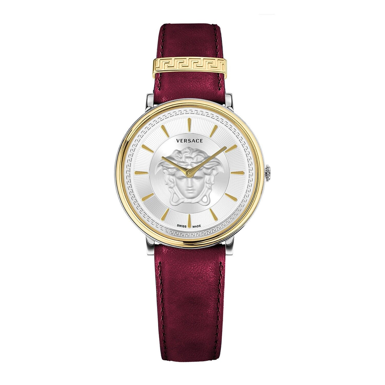 Versace Damen Armbanduhr V CIRCLE Medusa bordeaux, gold 38 mm VE8101819