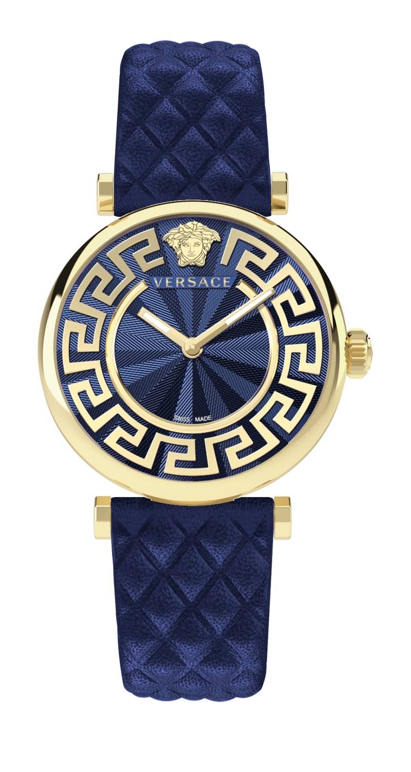 Versace Damen Armbanduhr LADY Lederarmband blau 35mm VE1CA0223