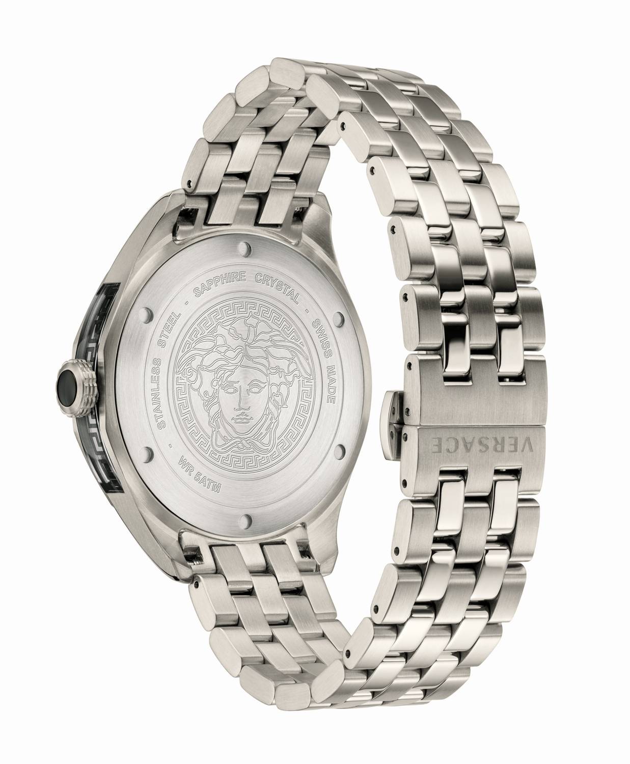 Versace Glaze Herrenuhr Silber Edelstahlgehäuse Zifferblatt 43mm VERA00518