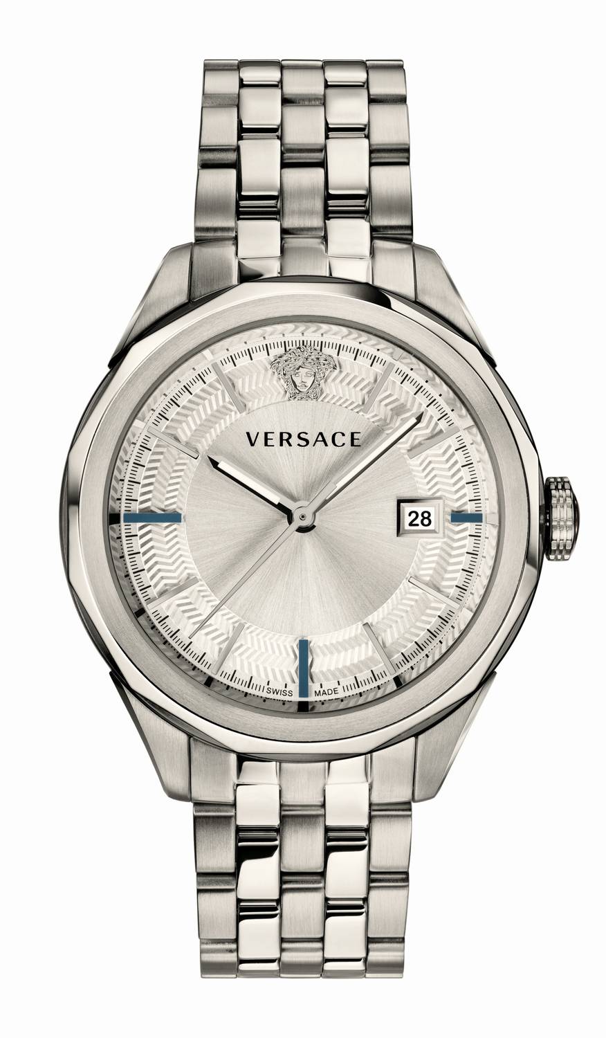 Versace Glaze Herrenuhr Silber Edelstahlgehäuse Zifferblatt 43mm VERA00518