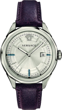 Thumbnail for Versace Glaze Herrenuhr Braun Leder Silber Edelstahl 43mm VERA00118