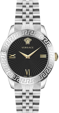 Thumbnail for Versace Greca Signature Damenuhr Silber Edelstahl Schwarz Zifferblatt 38mm VEVC00419